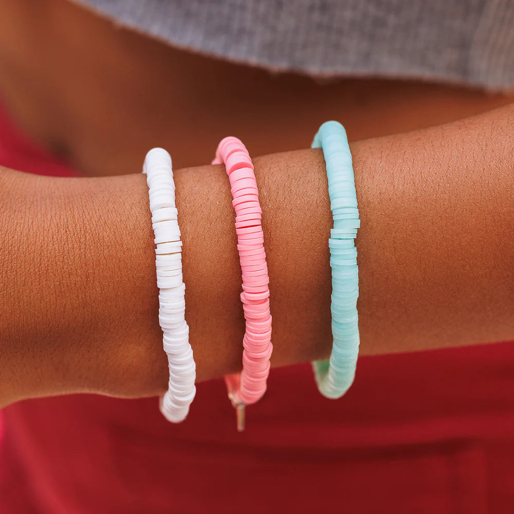 Pura Vida Pastel Disc Stretch Bracelet - Pastel Blue