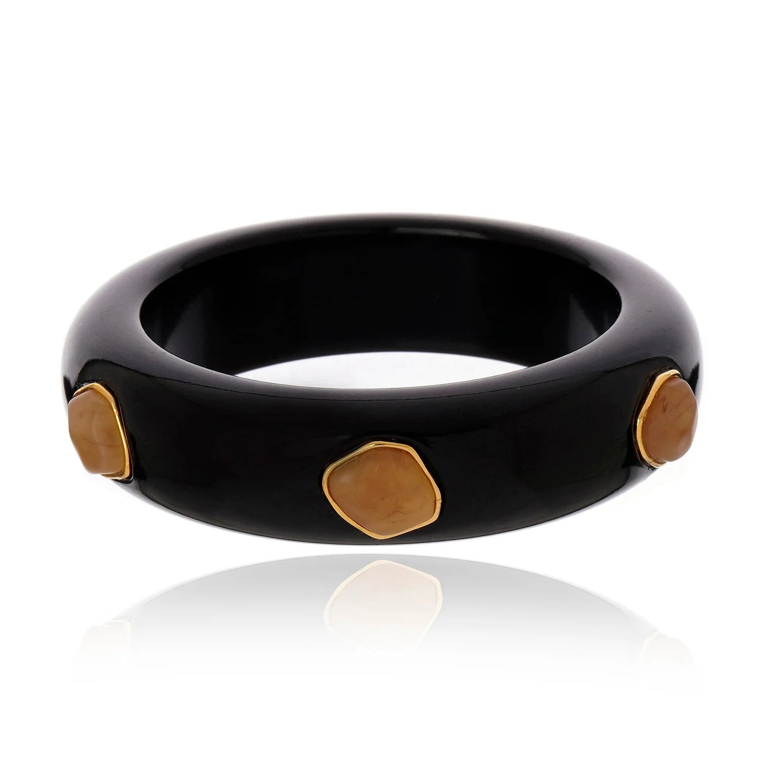 Cristina Sabatini Multi Stone Resin Bangle - Black and Beige