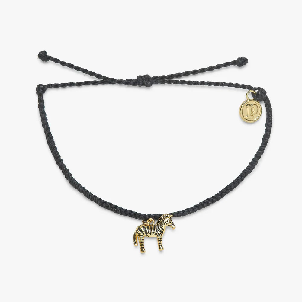 Pura Vida Zebra Charm Bracelet in Black