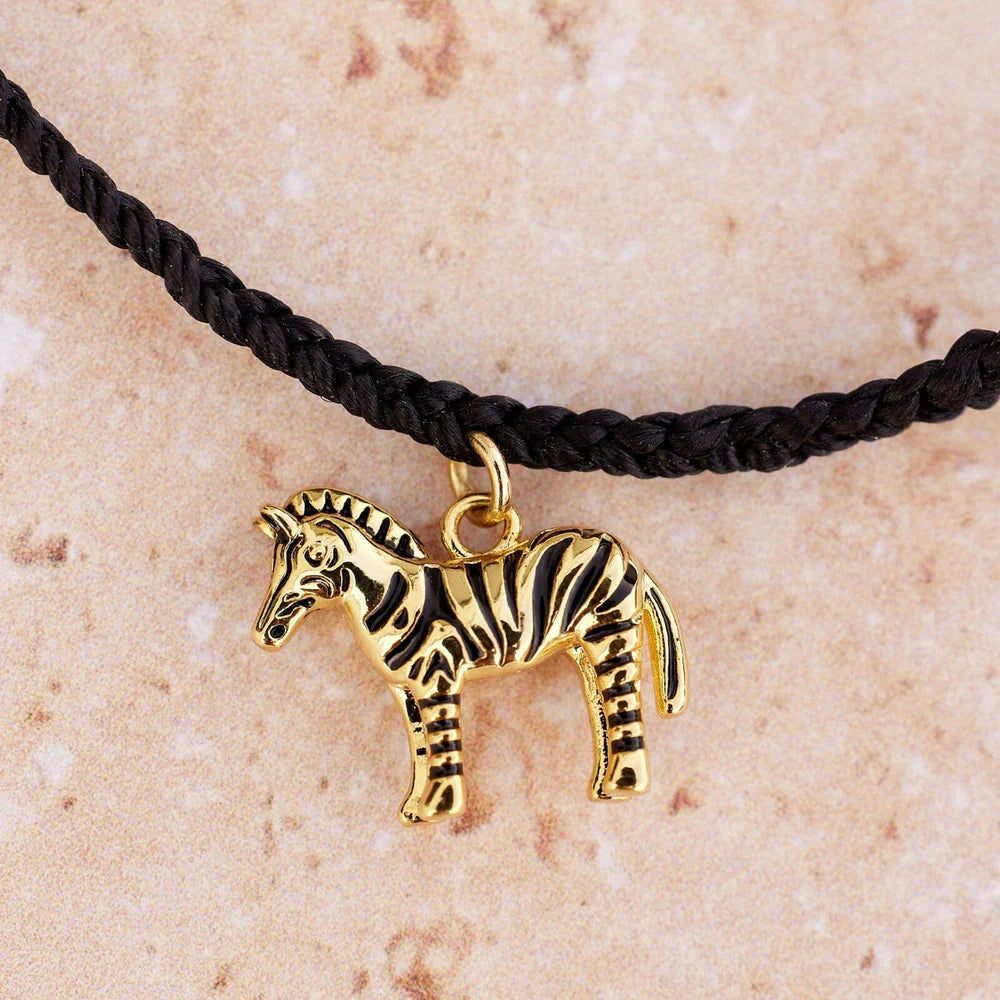 Pura Vida Zebra Charm Bracelet in Black