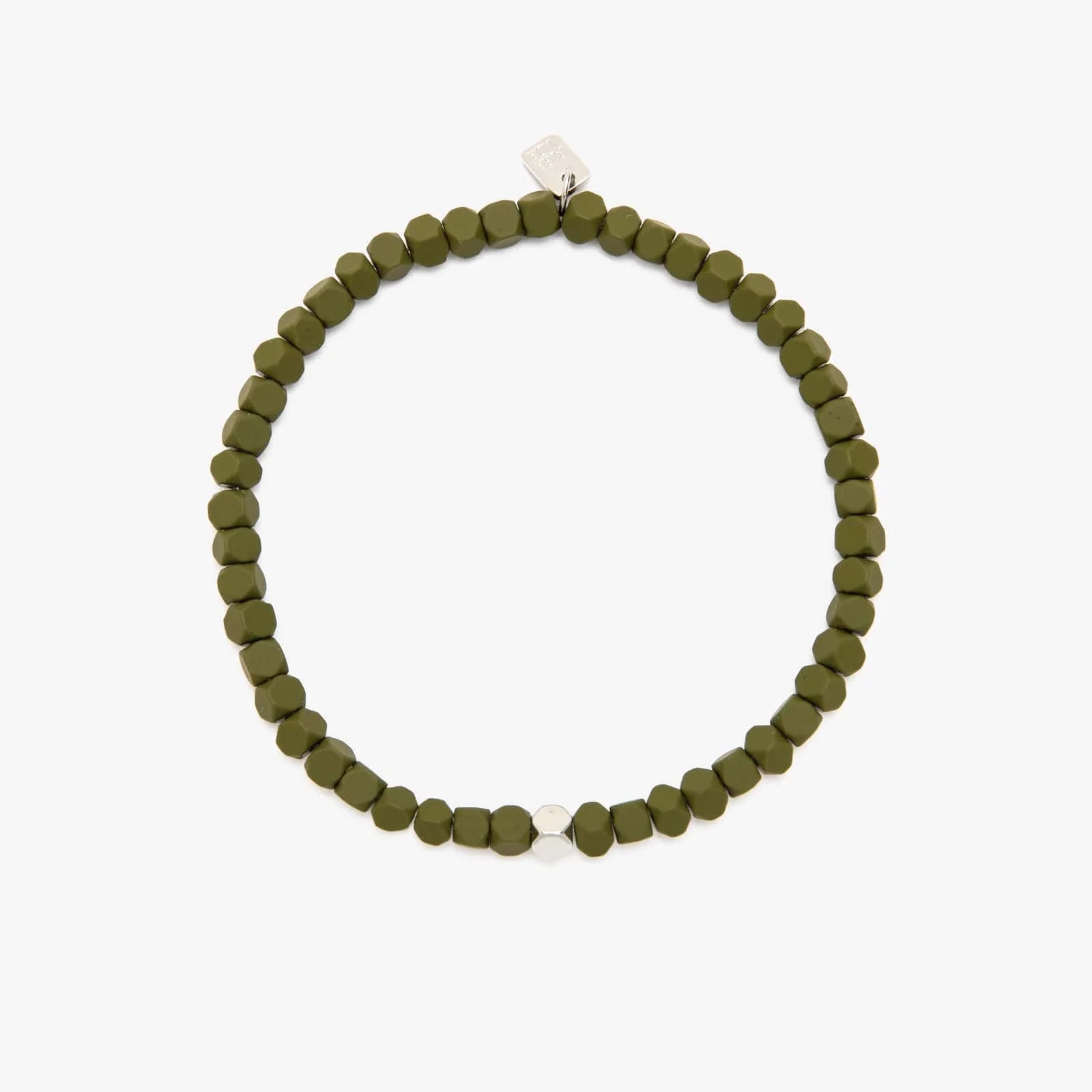 Pura Vida Men's Coated Hematite Stretch Bracelet - Olive
