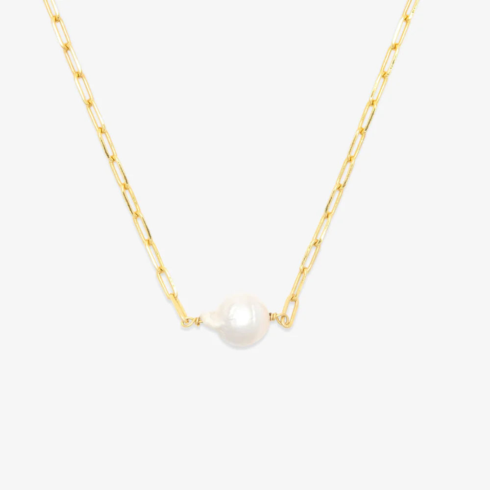 Pura Vida Pearl Paperclip Choker