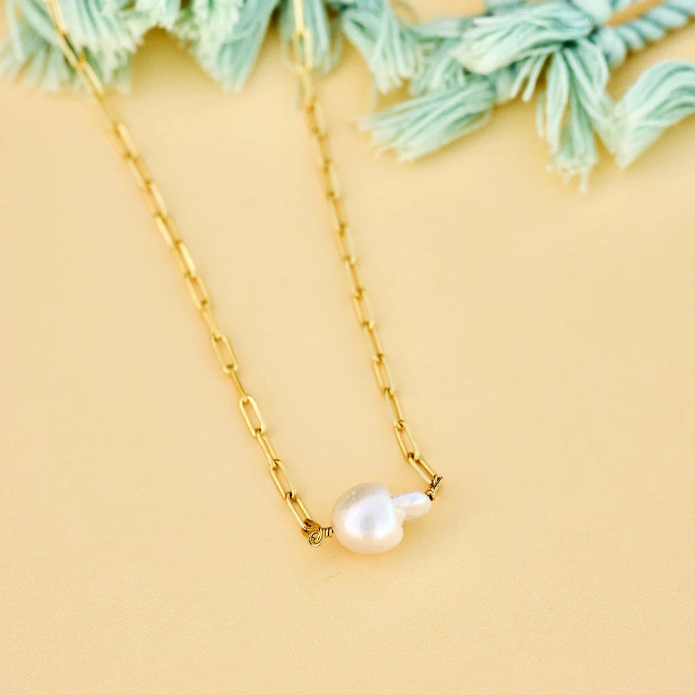 Pura Vida Pearl Paperclip Choker