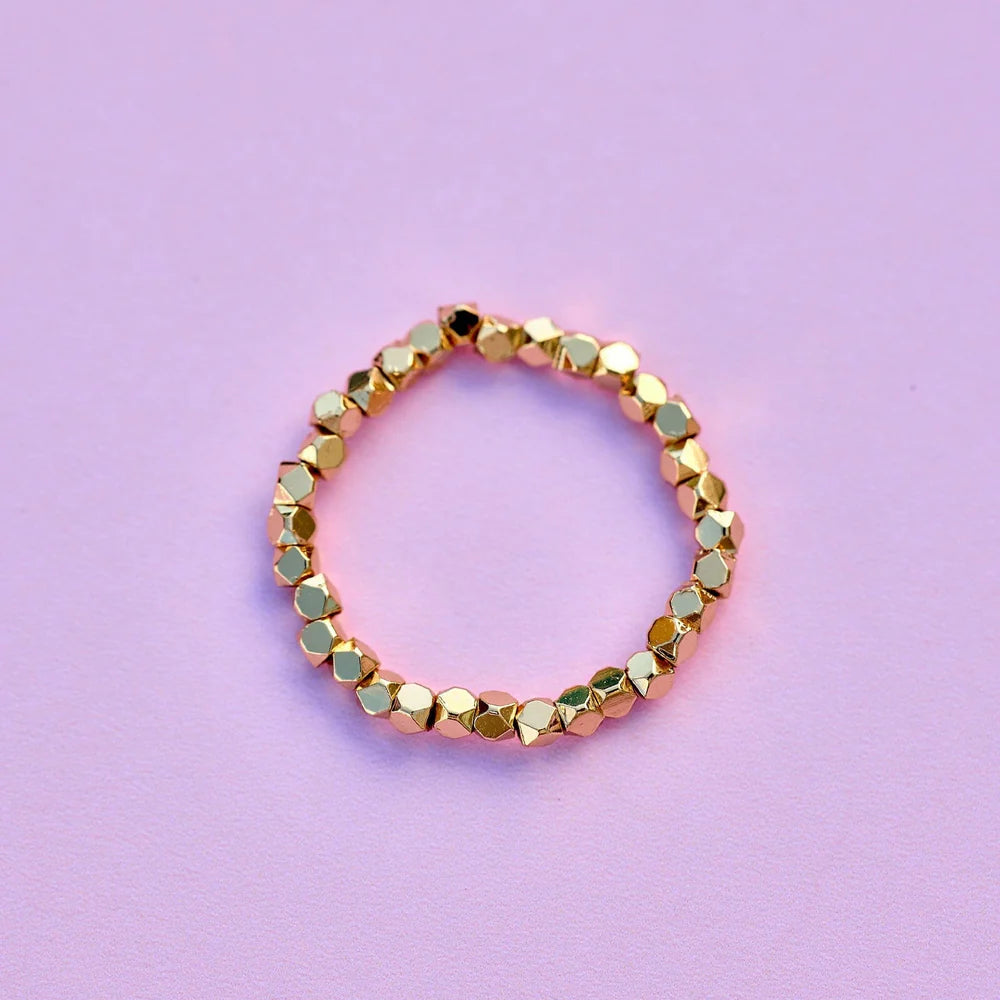 Pura Vida Faceted Gold Bead Stretch Ring