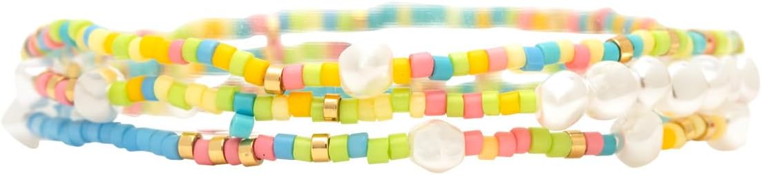 Pura Vida Mixed Bead Solana Stretch Bracelet Set of 3