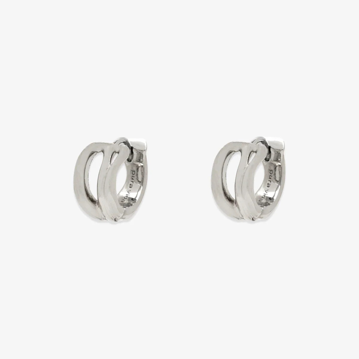 Pura Vida -Palma Huggies Earrings - Silver