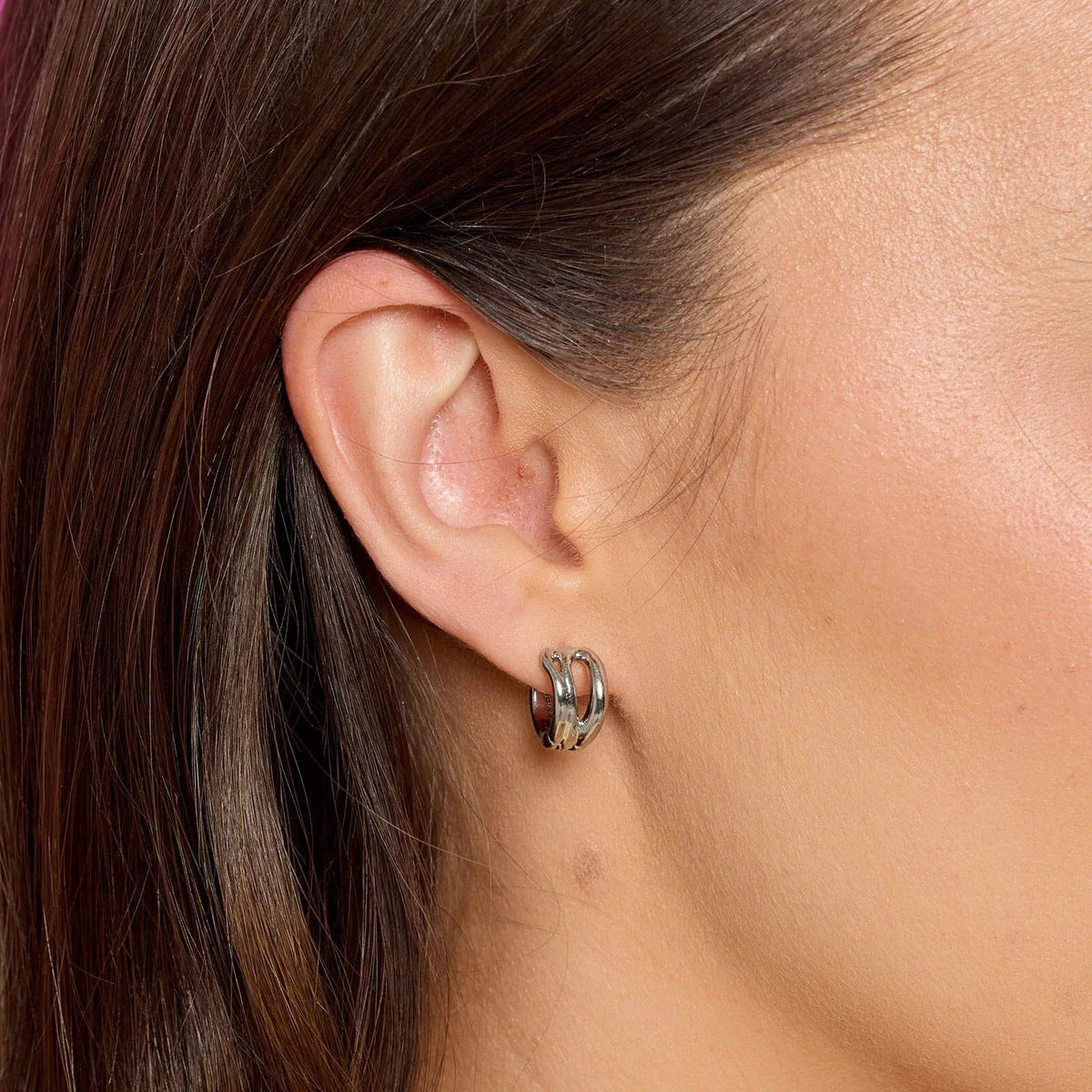Pura Vida -Palma Huggies Earrings - Silver