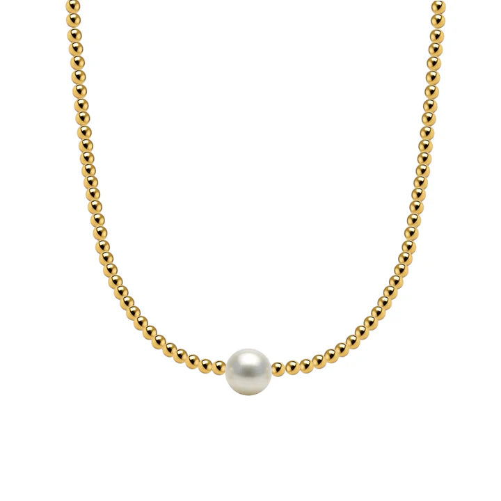 Gold Filled Beaded Necklace with Pearls