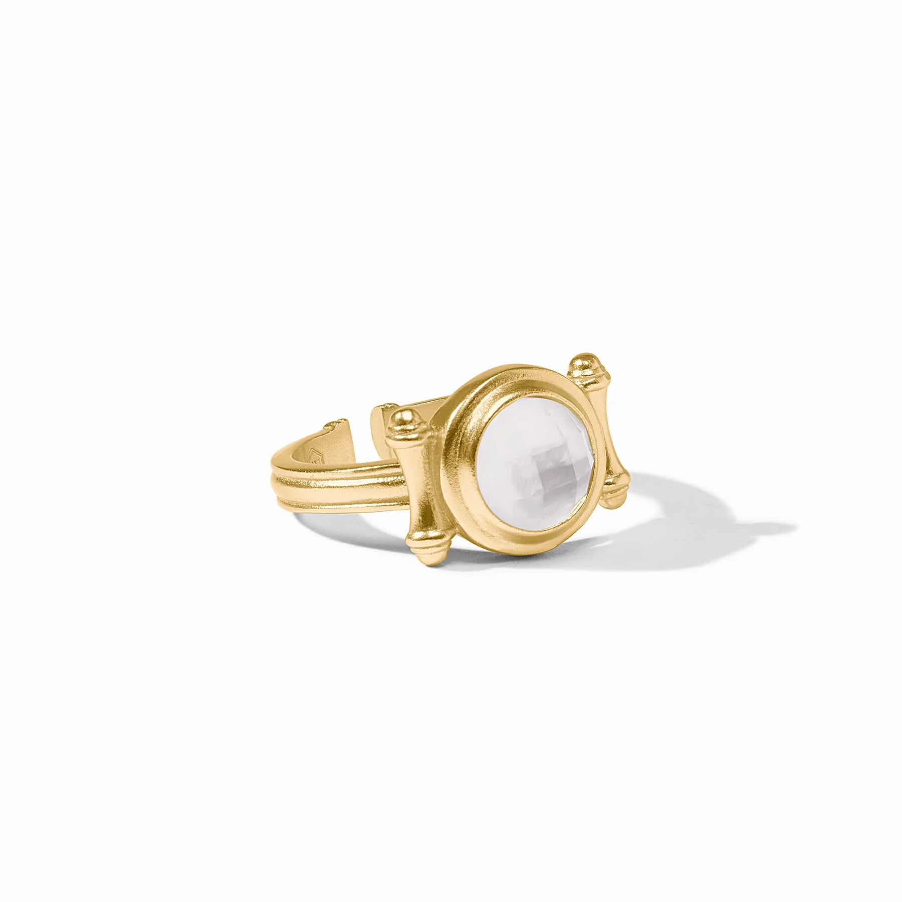 Julie Vos Bamboo Stone Ring - Iridescent Clear Crystal