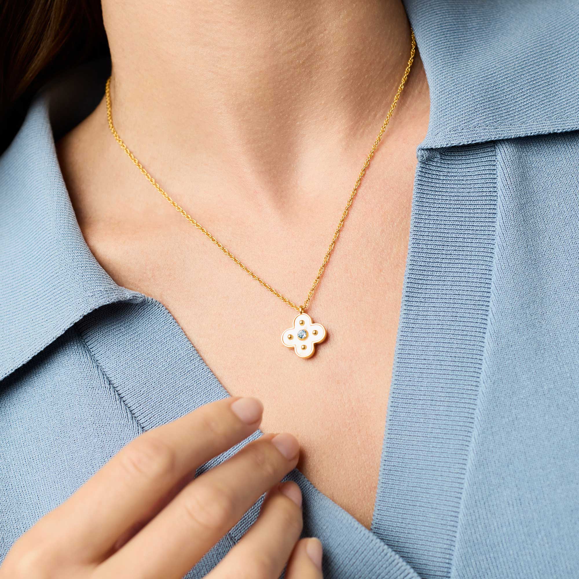 Julie Vos - Colette Delicate Necklace - Chalcedony Blue