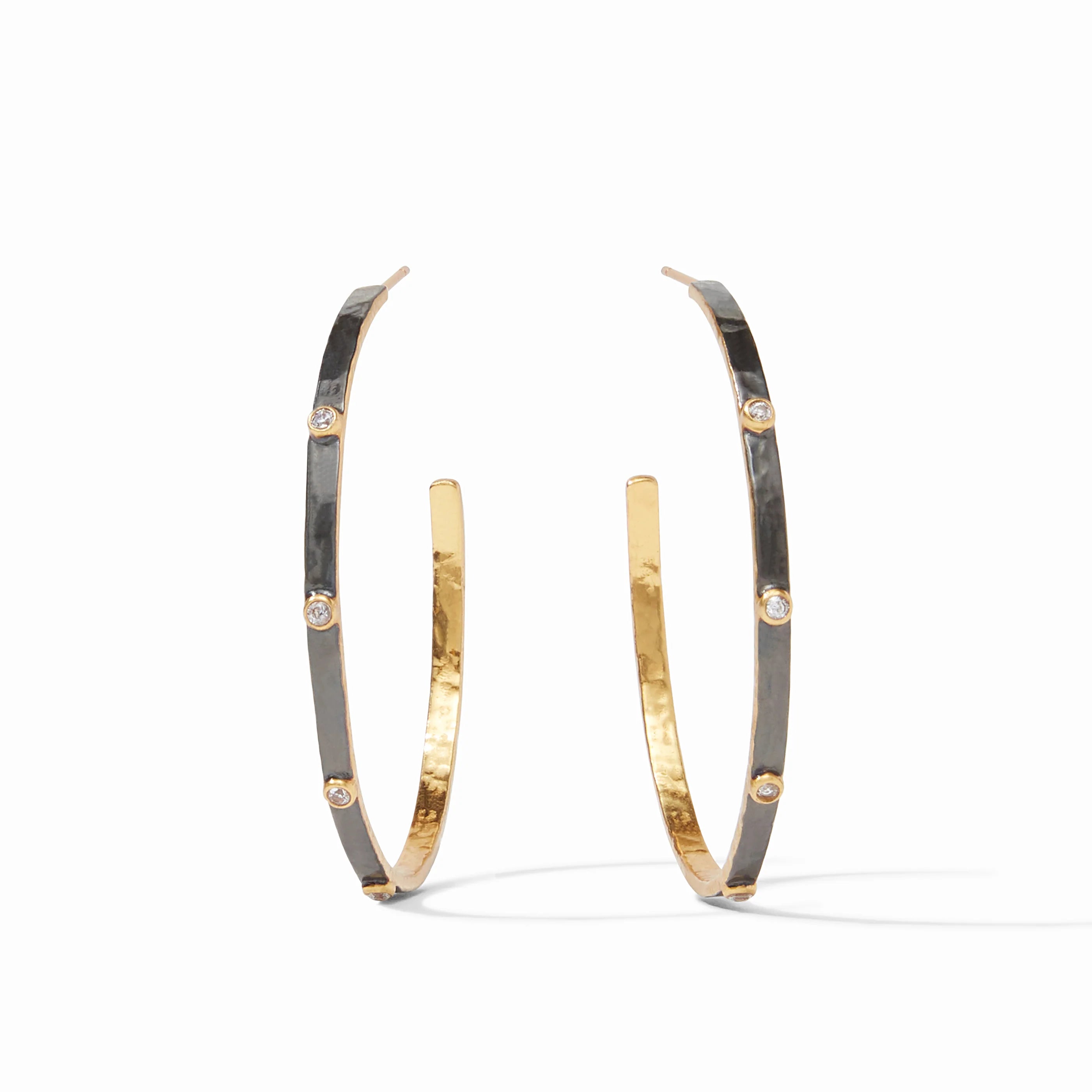 Julie Vos Crescent Stone Hoop Mixed Metal - Extra Large