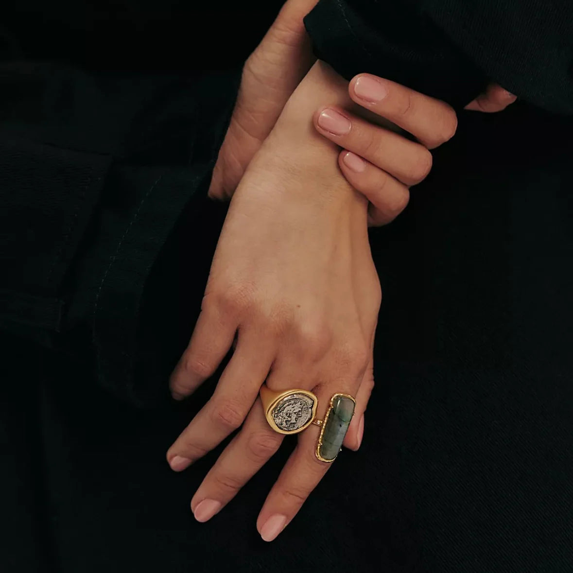 Tat 2 Designs - Gold Roman Man Coin Ring - Size 7
