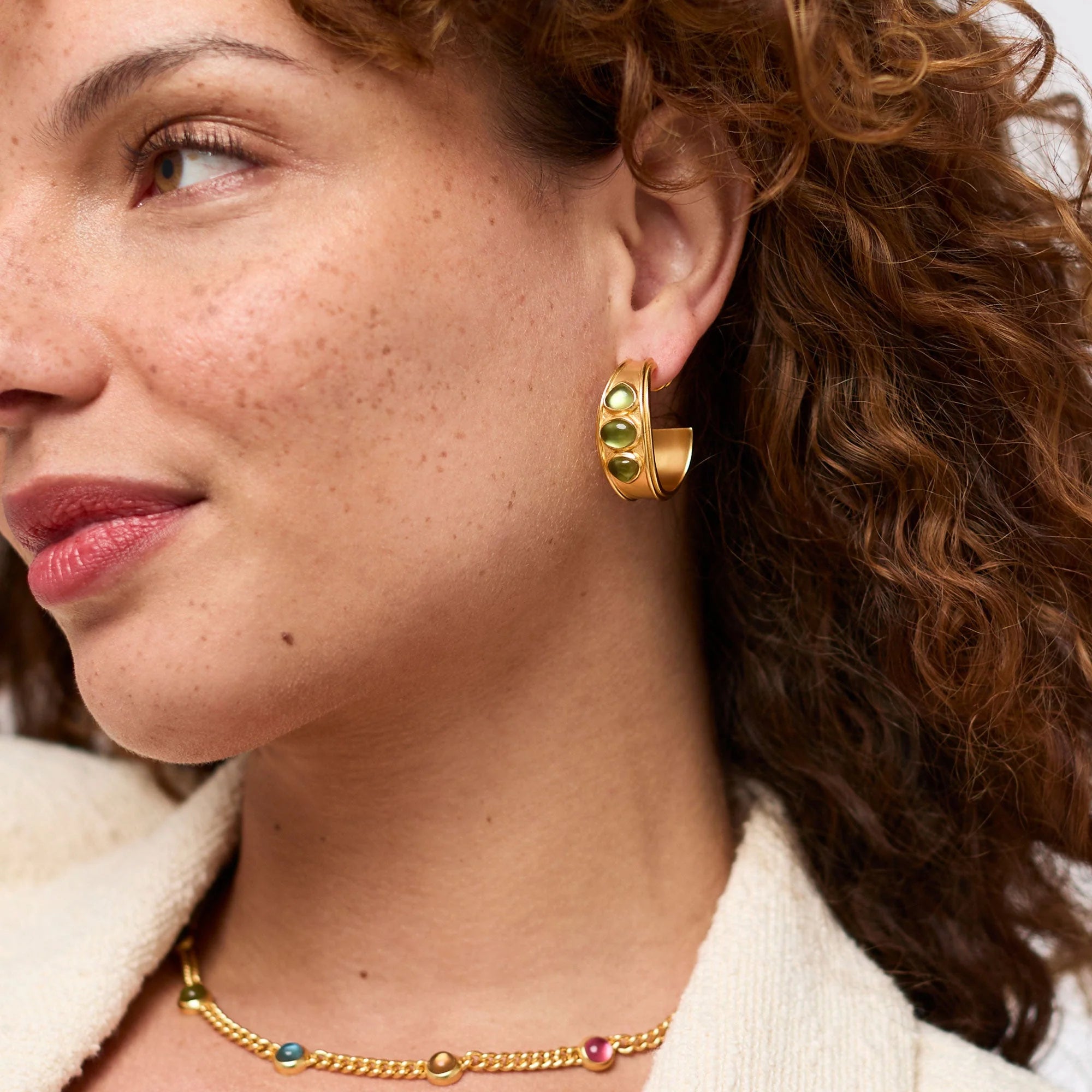 Julie Vos Dolce Stone Hoop - Iridescent Palmetto Green