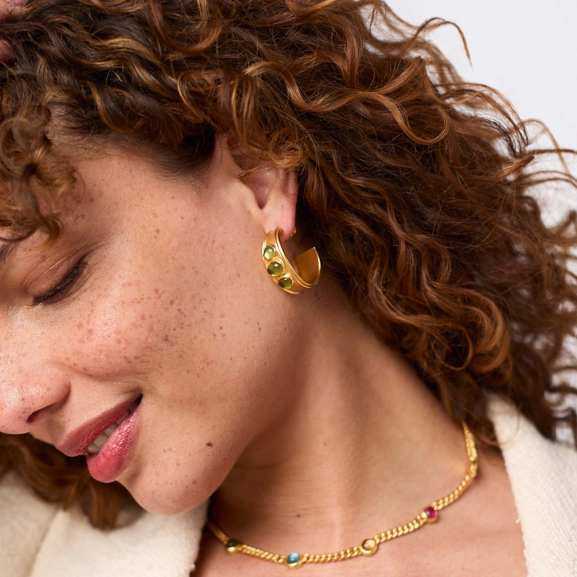 Julie Vos Dolce Stone Hoop - Iridescent Palmetto Green