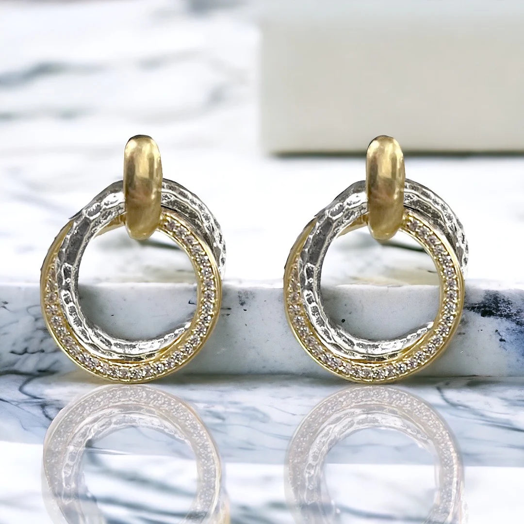 Tat 2 Designs - Mixed Metal Trinity Earrings