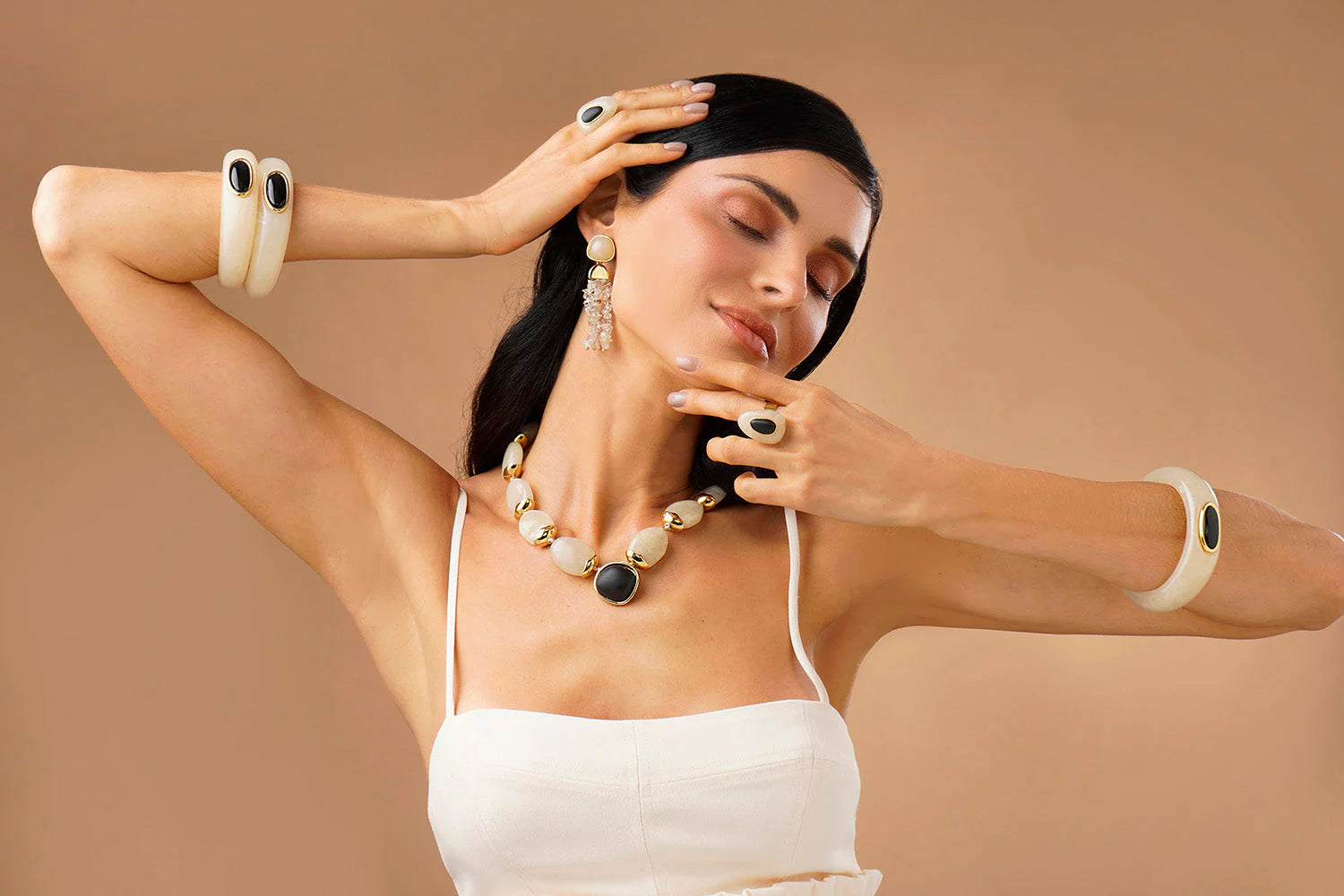 Cristina Sabatini Resin Drop Bangle - Sand and Black