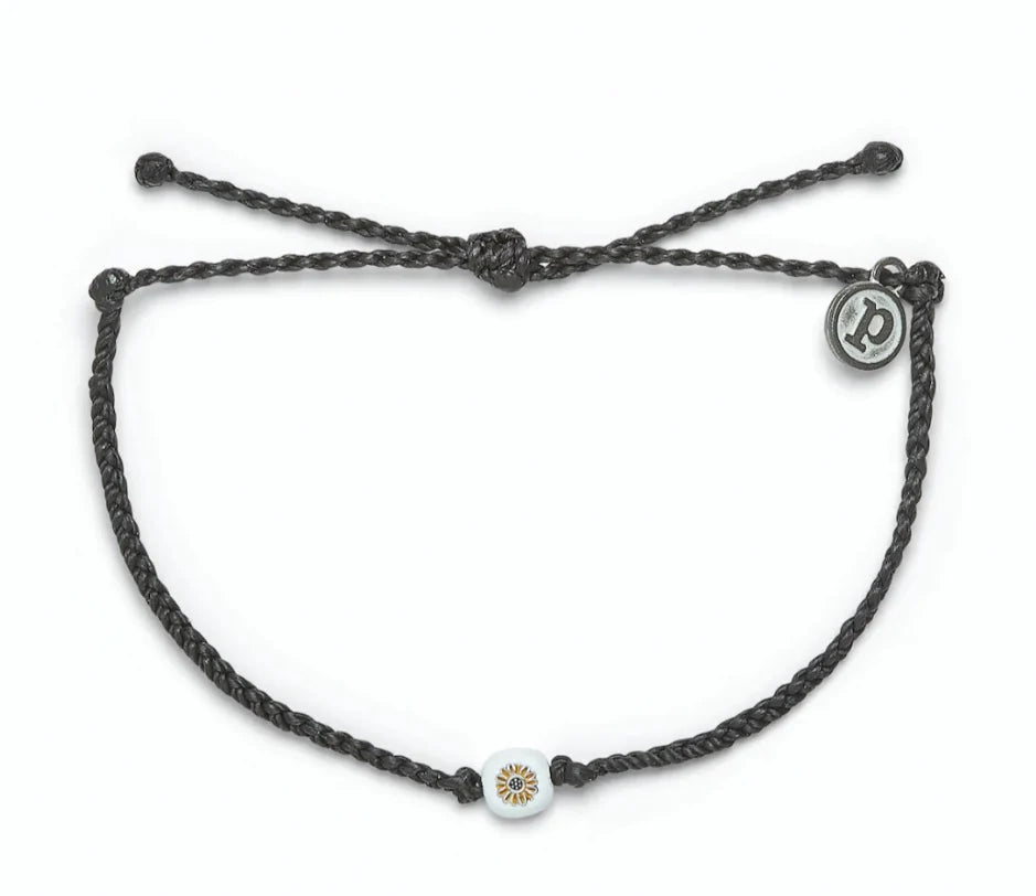 Pura Vida Enamel Sunflower Bead Bracelet in Black
