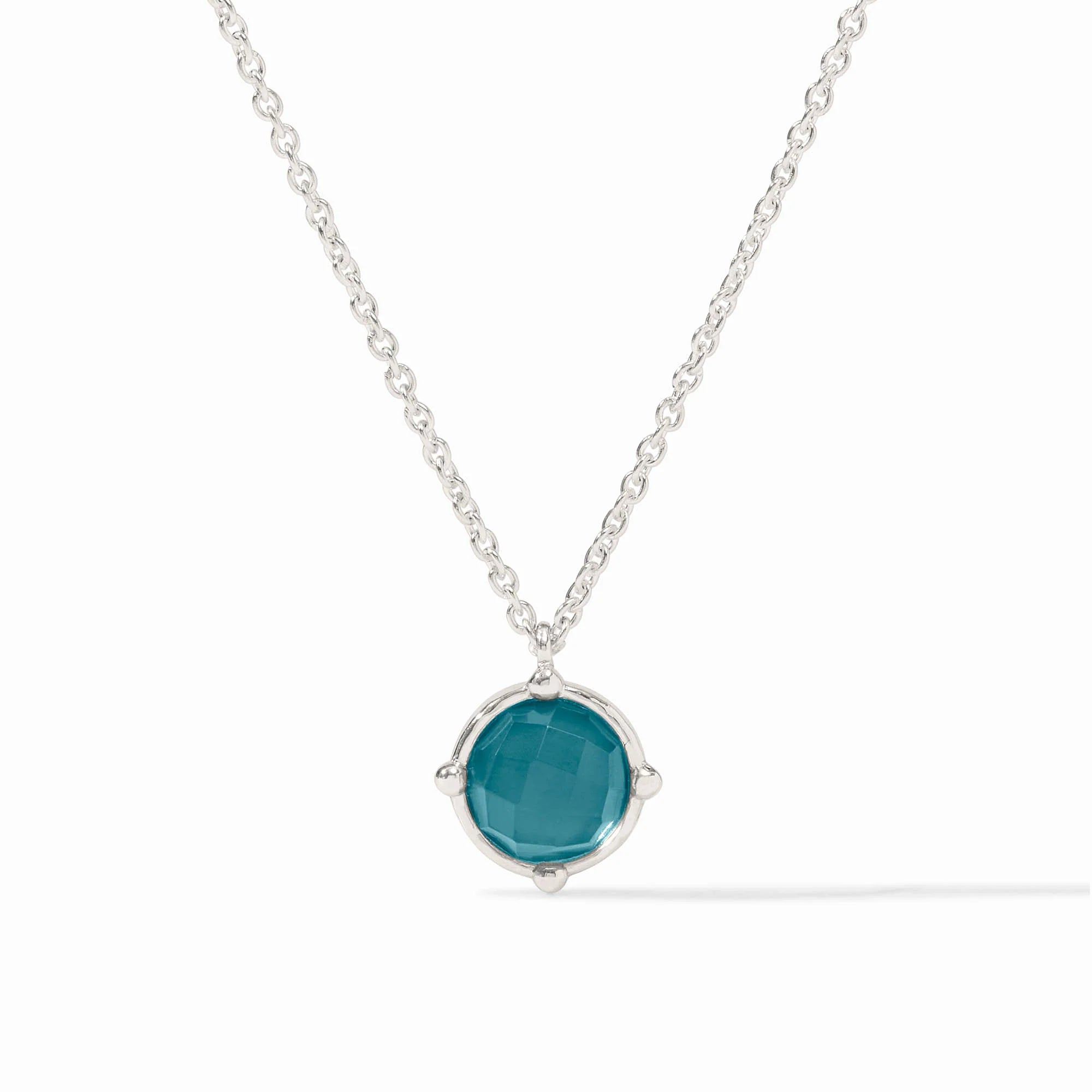 Julie Vos Honeybee Solitaire Necklace Silver - Iridescent Montana Blue