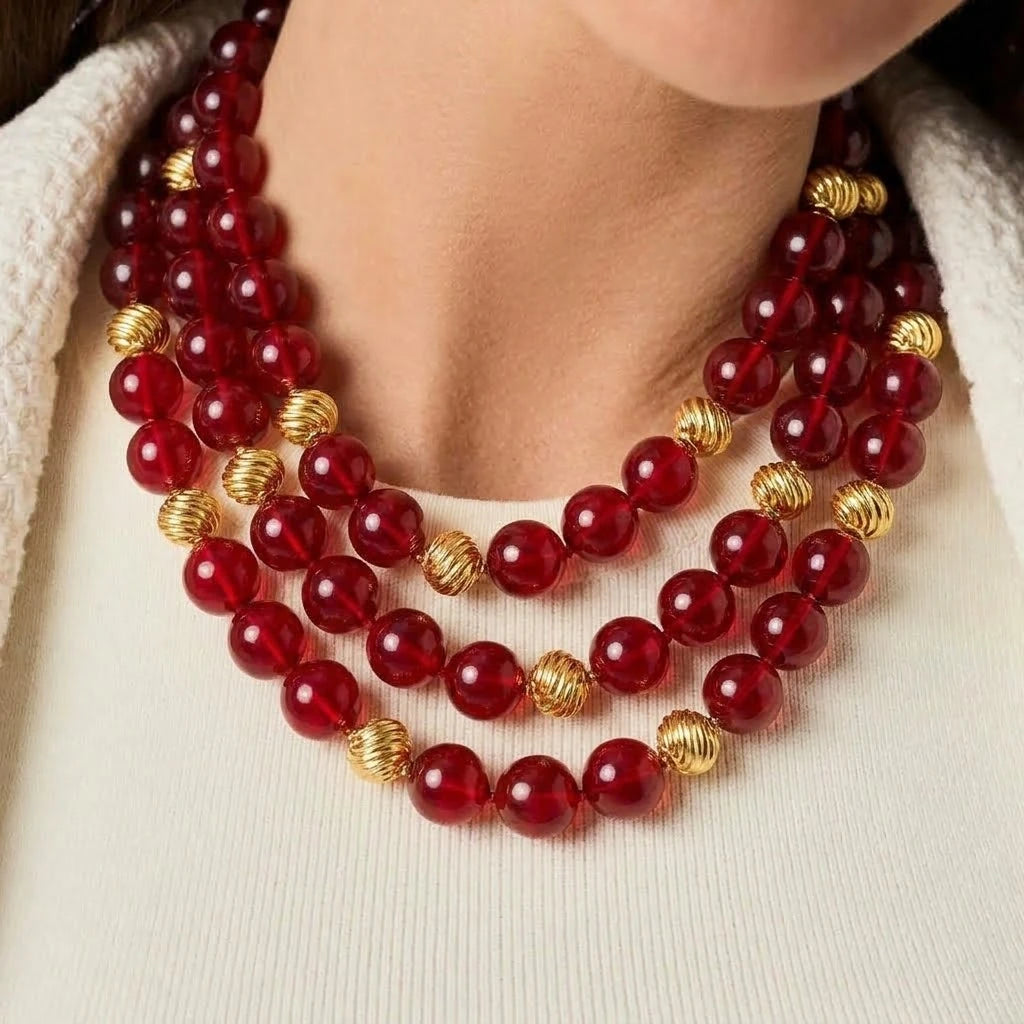Julie Vos -Ravello 5-in-1 Necklace- Cranberry