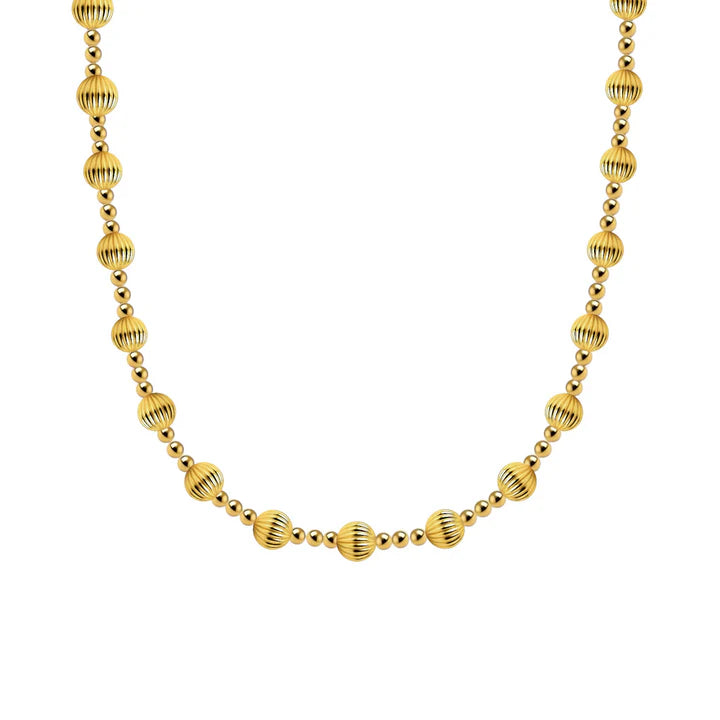 Gold Filled Beaded Necklace with Embellished Beads