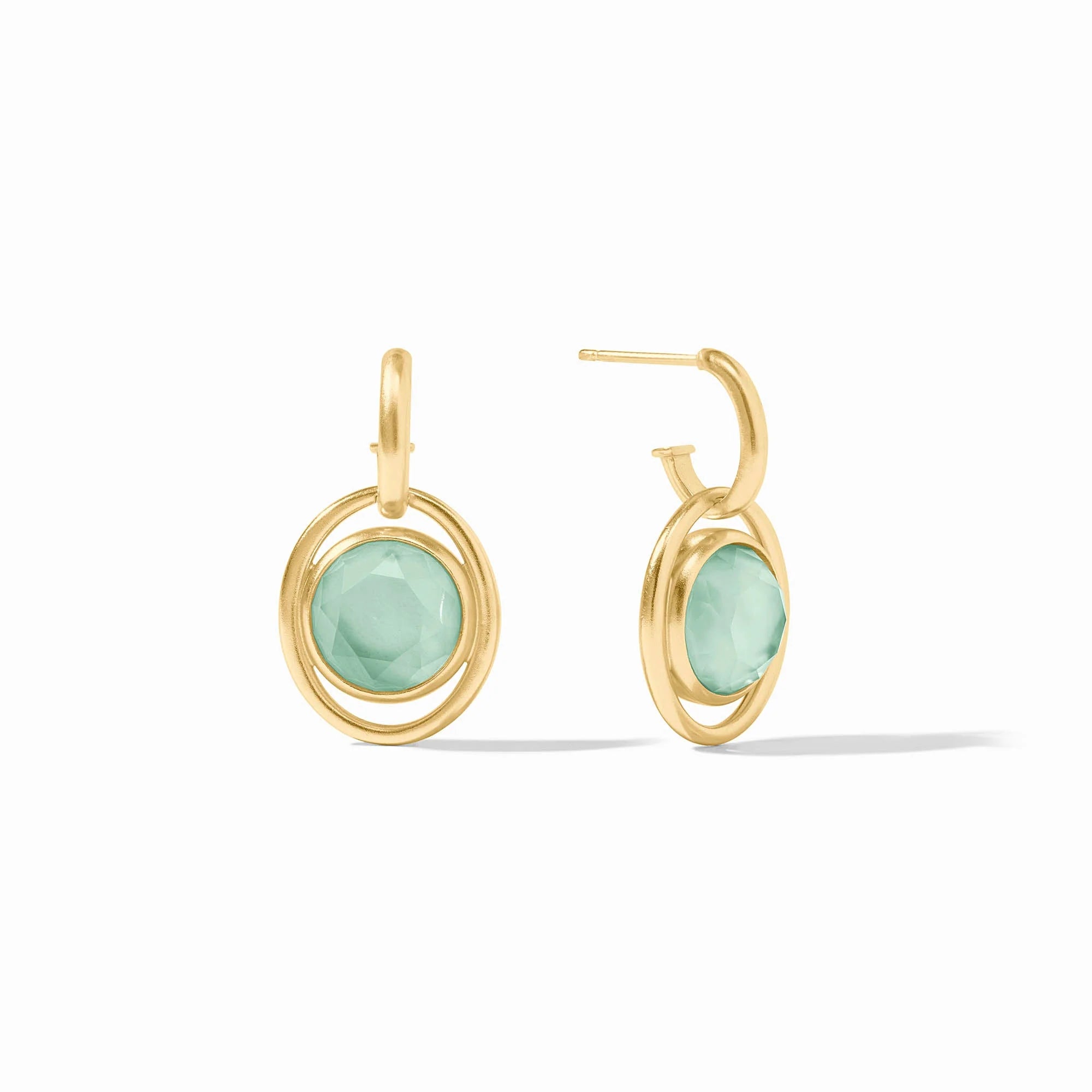 Julie Vos - Laguna Hoop & Charm Earring - Iridescent Aquamarine Blue