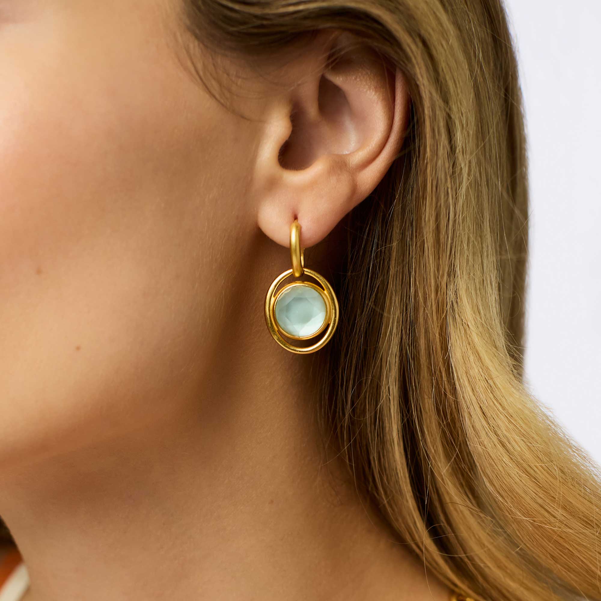 Julie Vos - Laguna Hoop & Charm Earring - Iridescent Aquamarine Blue