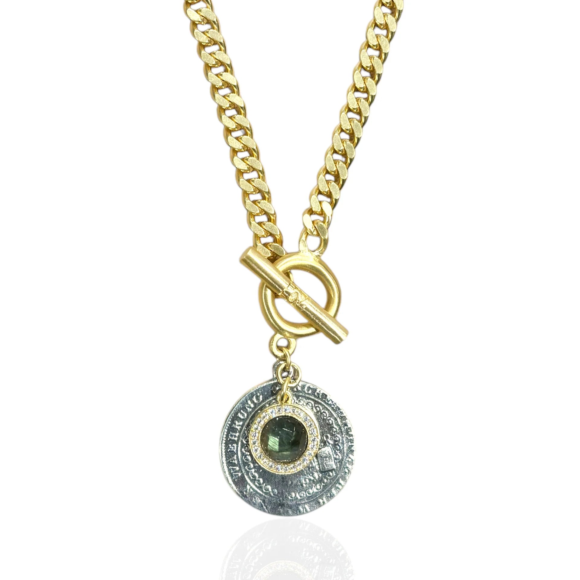 Tat 2 Designs - Gold Mesa Labradorite Charm Necklace