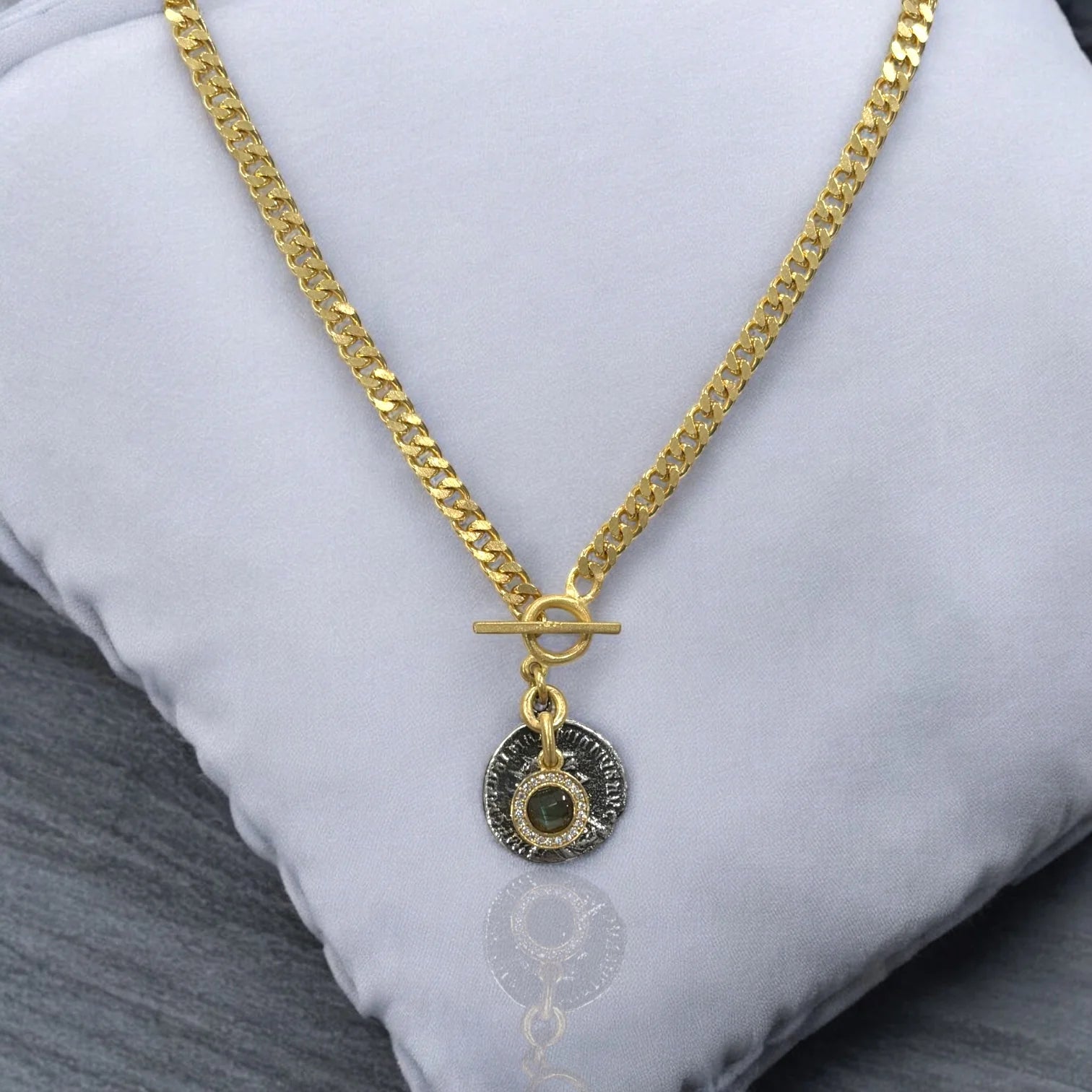 Tat 2 Designs - Mini Gold Mesa Labradorite Charm Necklace