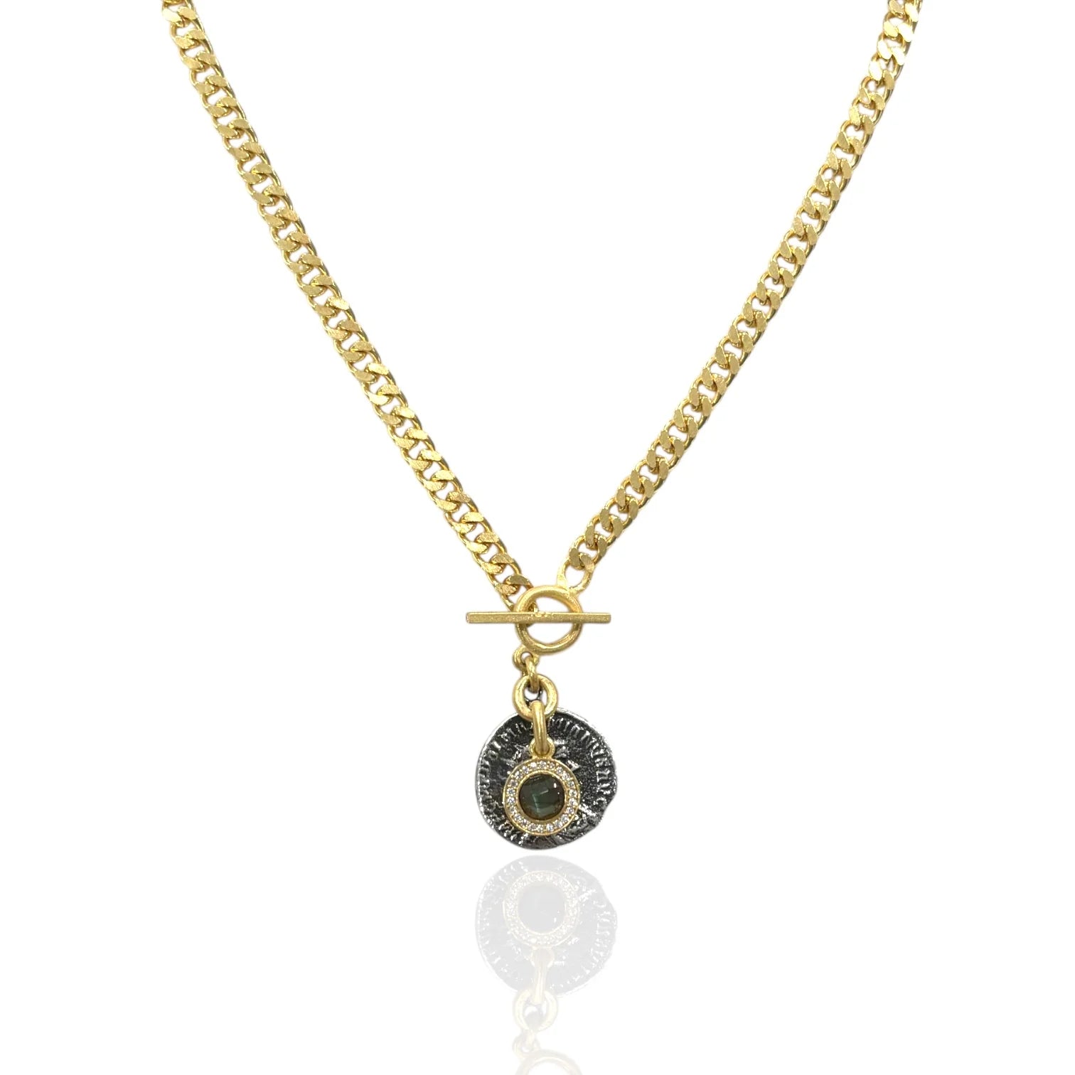 Tat 2 Designs - Mini Gold Mesa Labradorite Charm Necklace