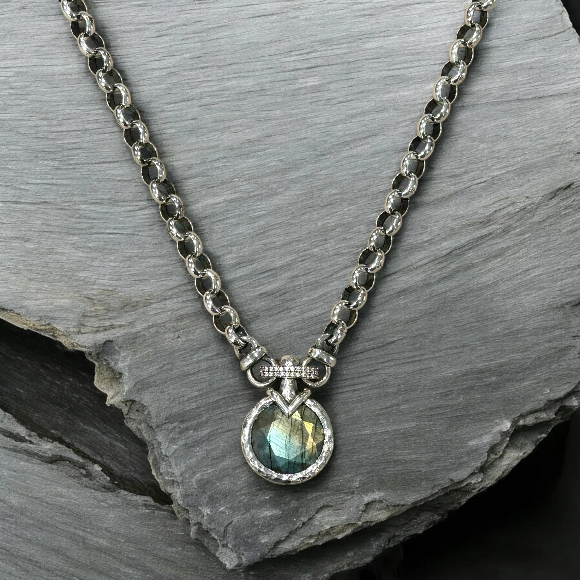 Tat 2 Designs - Vintage Silver Vecchio Labradorite Necklace