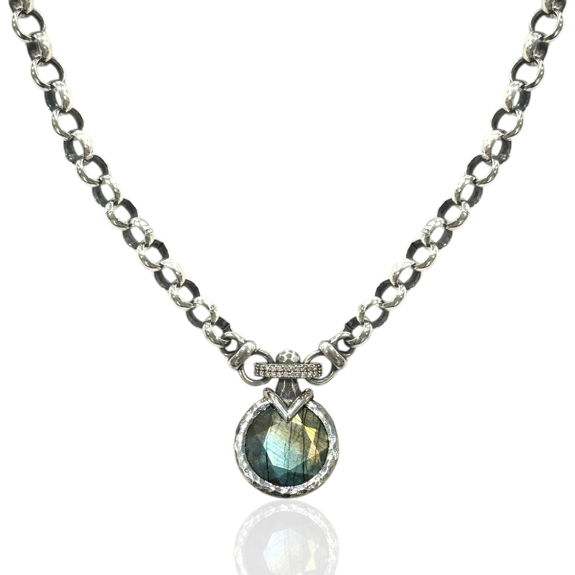Tat 2 Designs - Vintage Silver Vecchio Labradorite Necklace
