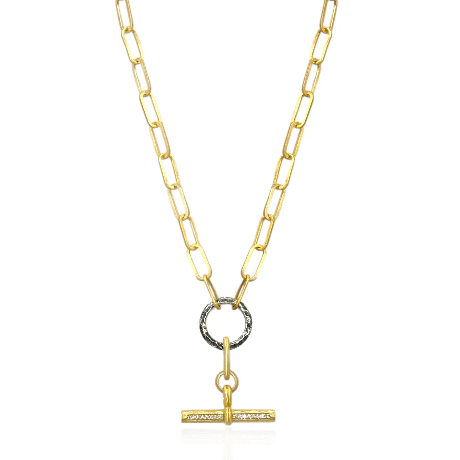 Tat 2 Designs - Mixed Metal Belle Pave Toggle Necklace