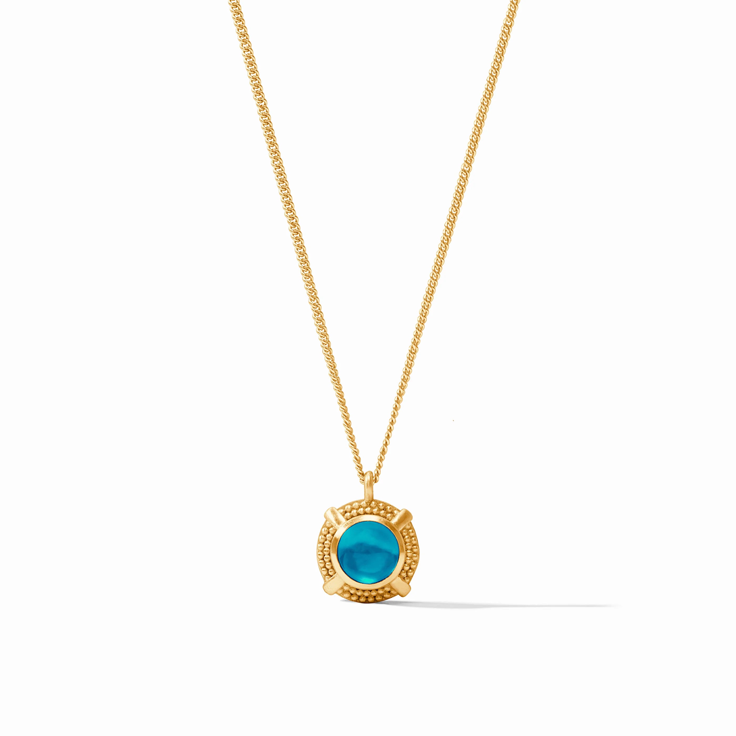 Julie Vos Cabochon Solitaire Necklace -  Iridescent London Blue