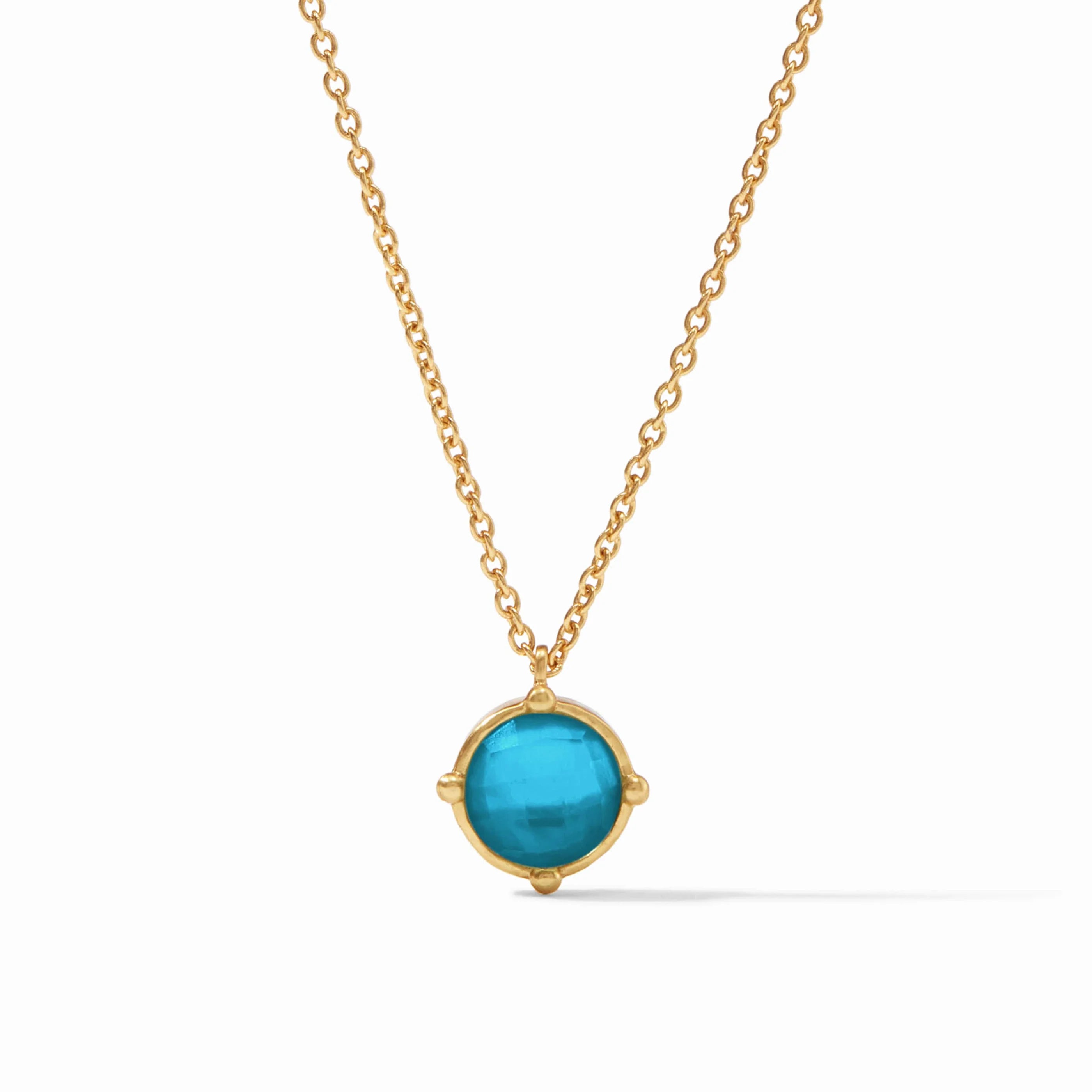 Julie Vos Honeybee Solitaire Necklace - Gold - Iridescent Montana Blue