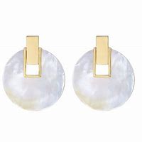 Cristina Sabatini Charlotte Disc Earring - White Mother of Pearl with Gold Plate