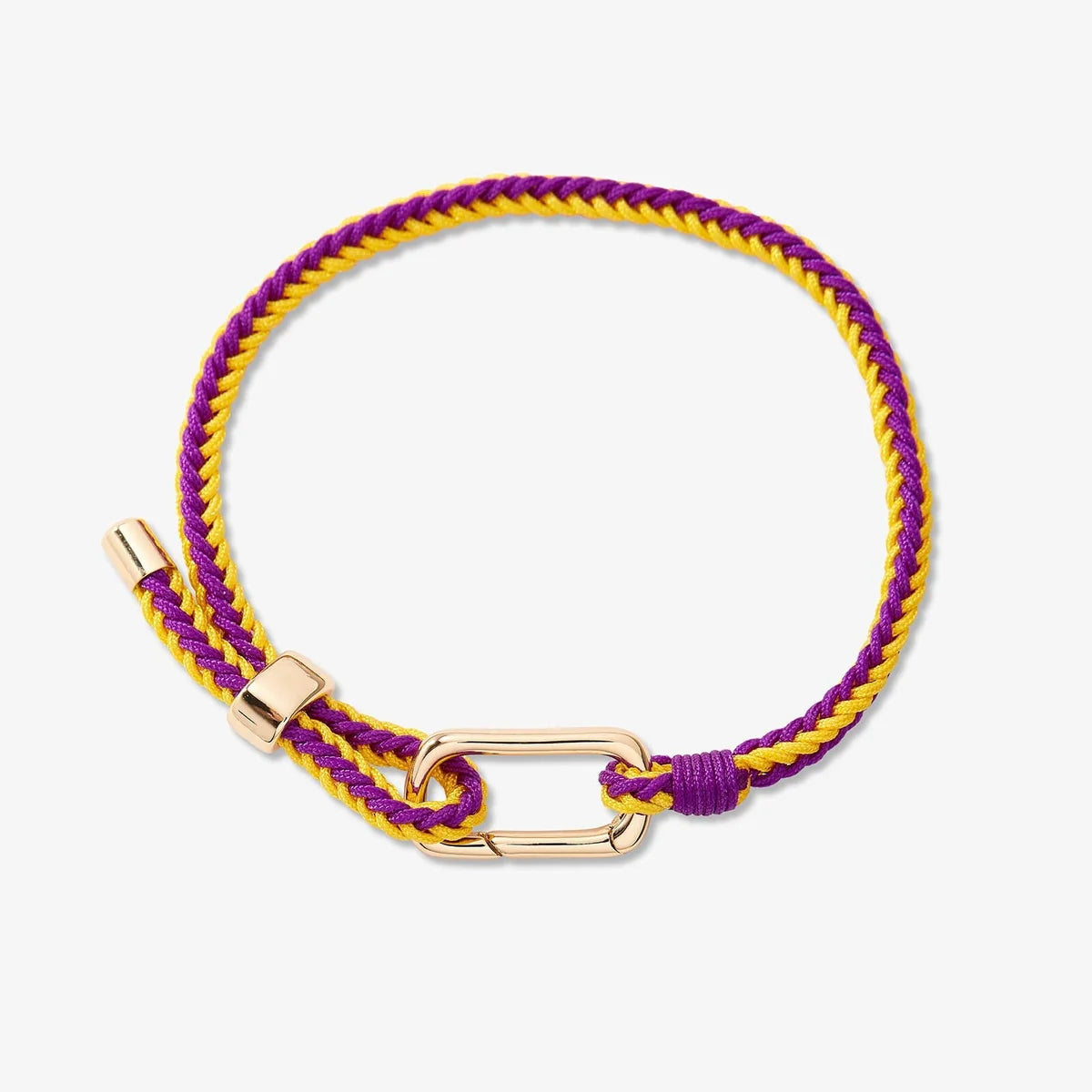 Pura Vida Carabiner Clasp Bracelet - Game Day - Purple & Yellow