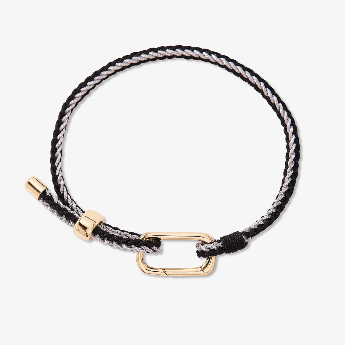 Pura Vida Carabiner Clasp Bracelet - Game Day - Black & Silver