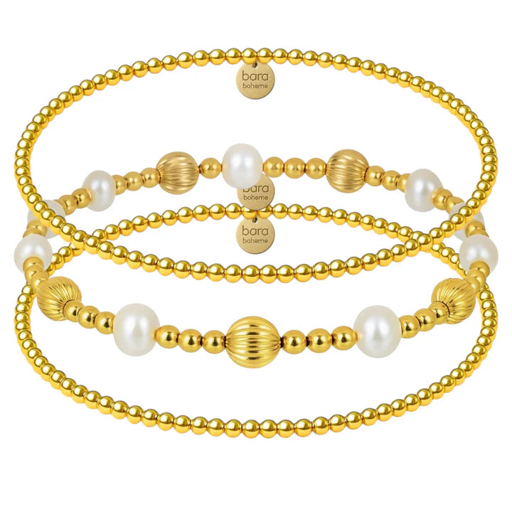 Gold Filled Beaded Bracelet Stack - Palm Beach