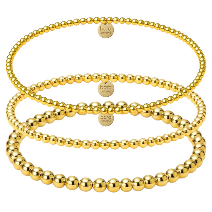Gold Filled Beaded Bracelet Stack - Paris