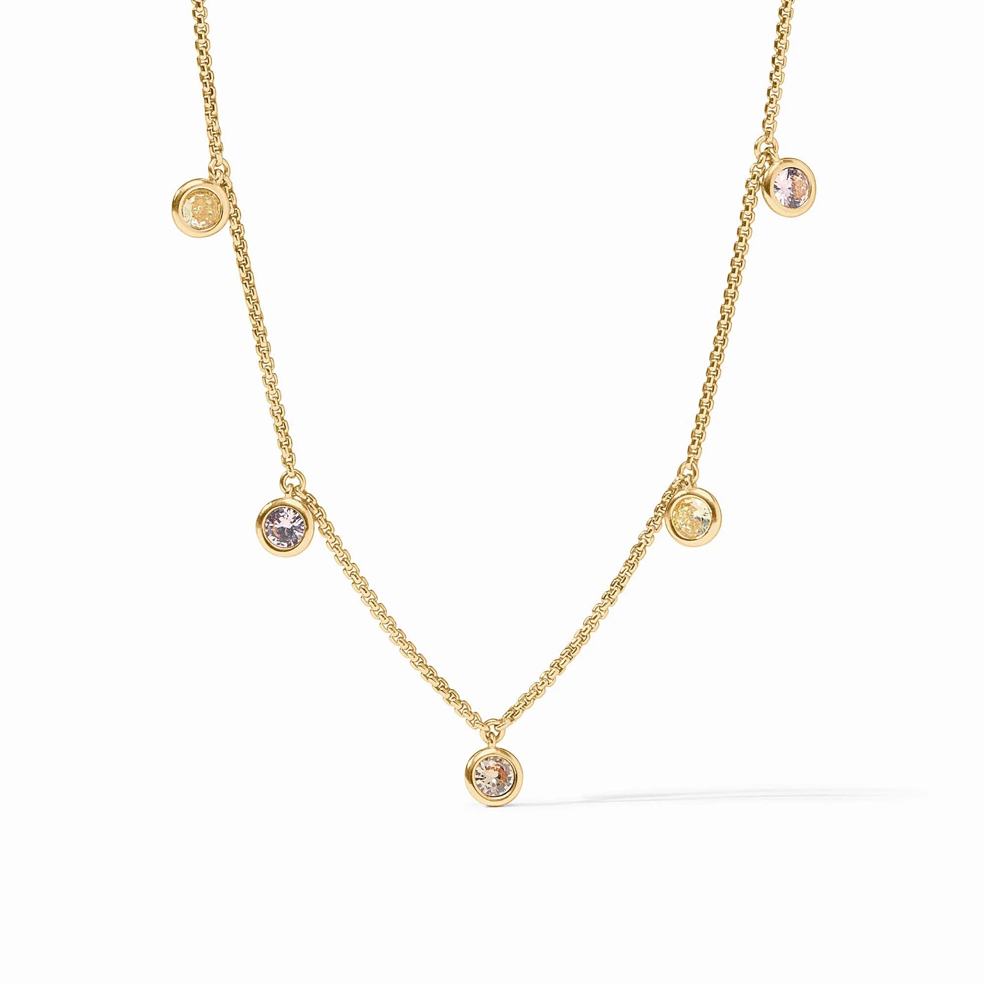 Julie Vos Rainbow Delicate Charm Necklace in Champagne Radiance