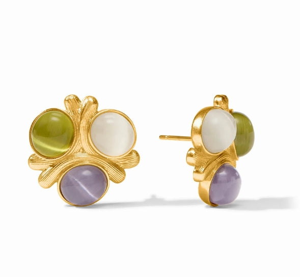 Julie Vos - Cobblestone Double Stud- Multi Stone Cat's Eye