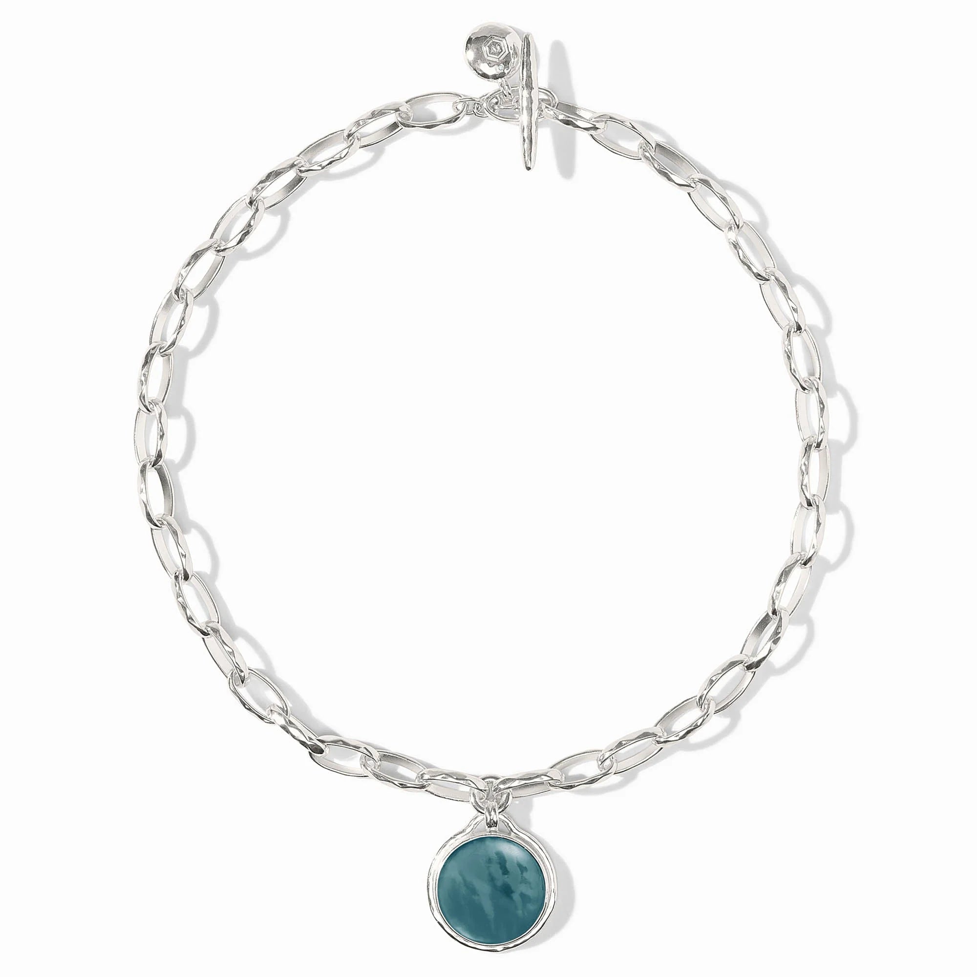 Julie Vos Solara Statement Necklace Silver - Iridescent Montana Blue