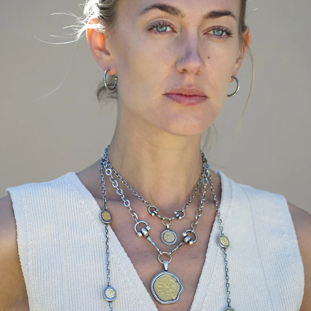 Tat 2 Designs - Vintage Silver Pavia Station Necklace