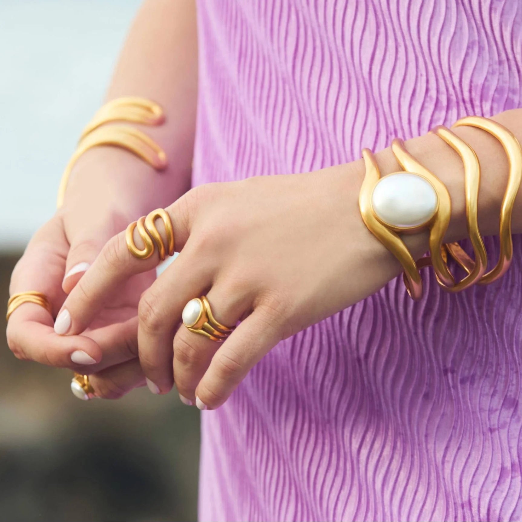 Julie Vos Wave Wrap Ring - Gold