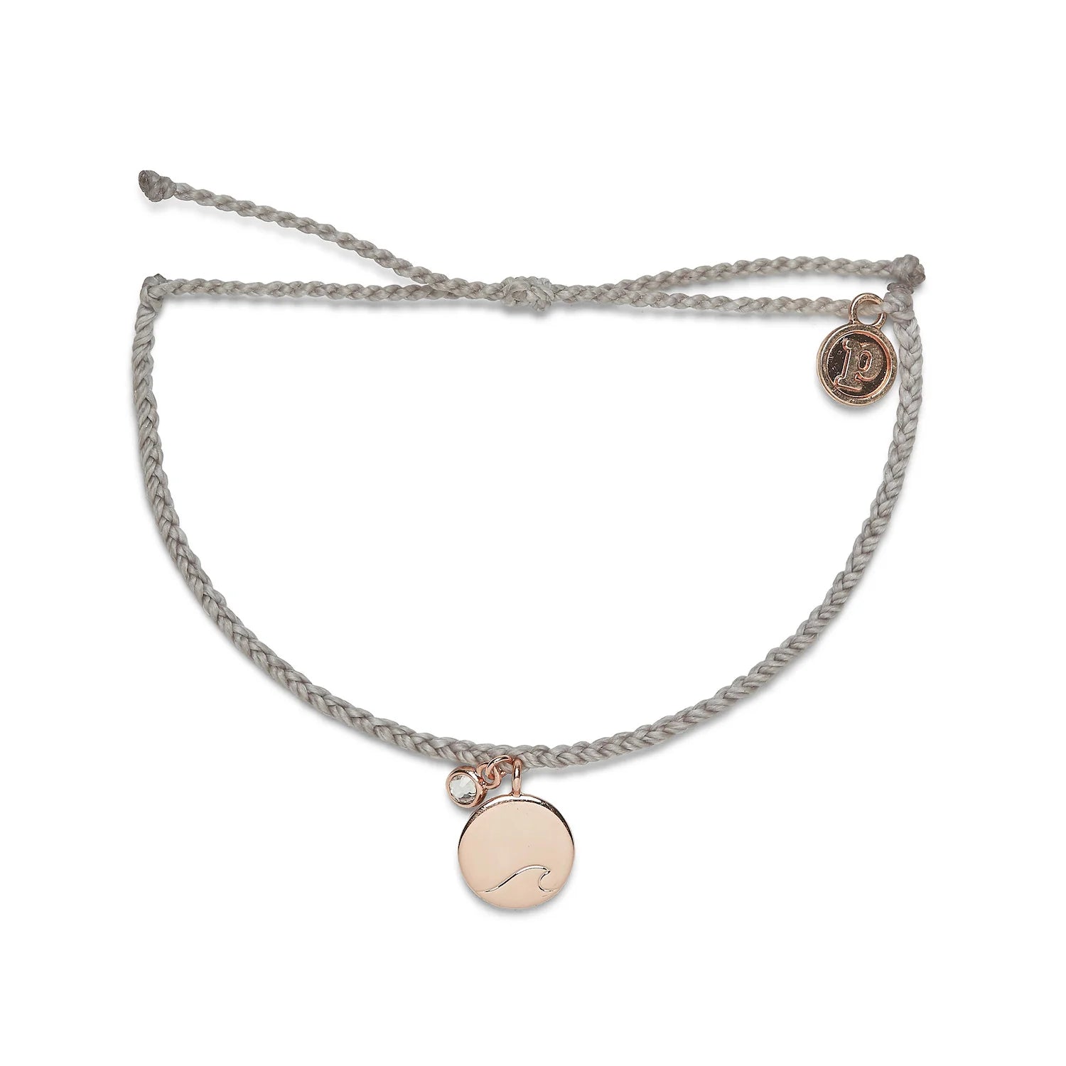 Pura Vida Ride the Wave Rose Gold Charm in Light Gray