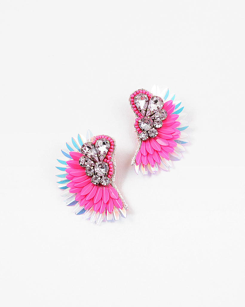 Statement Wing Earrings - Pink