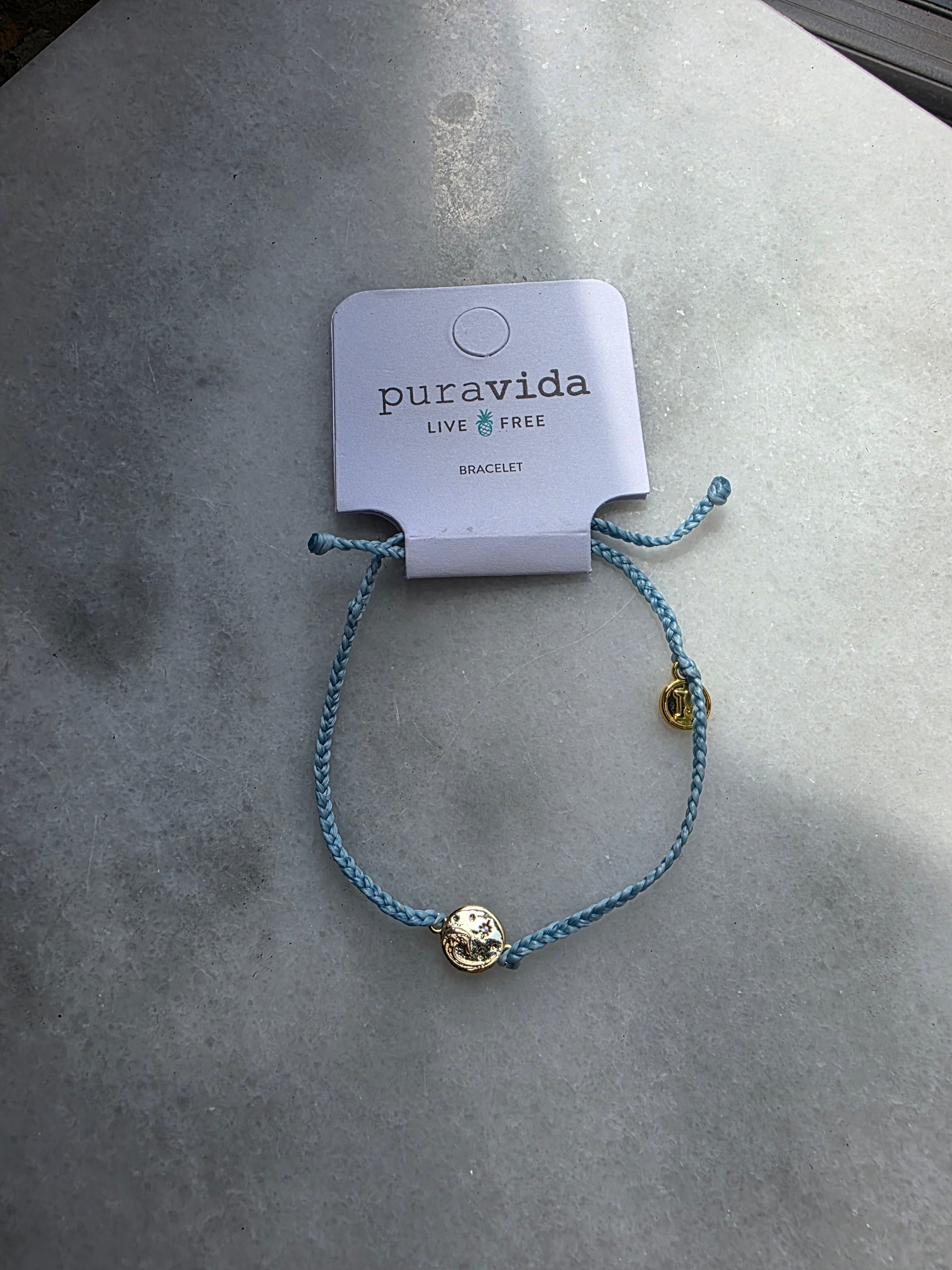 Pura Vida - Wave Coin Charm Bracelet - Light Blue
