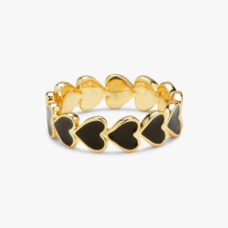 Pura Vida Love Hearts Enamel Gold Band - Size 9