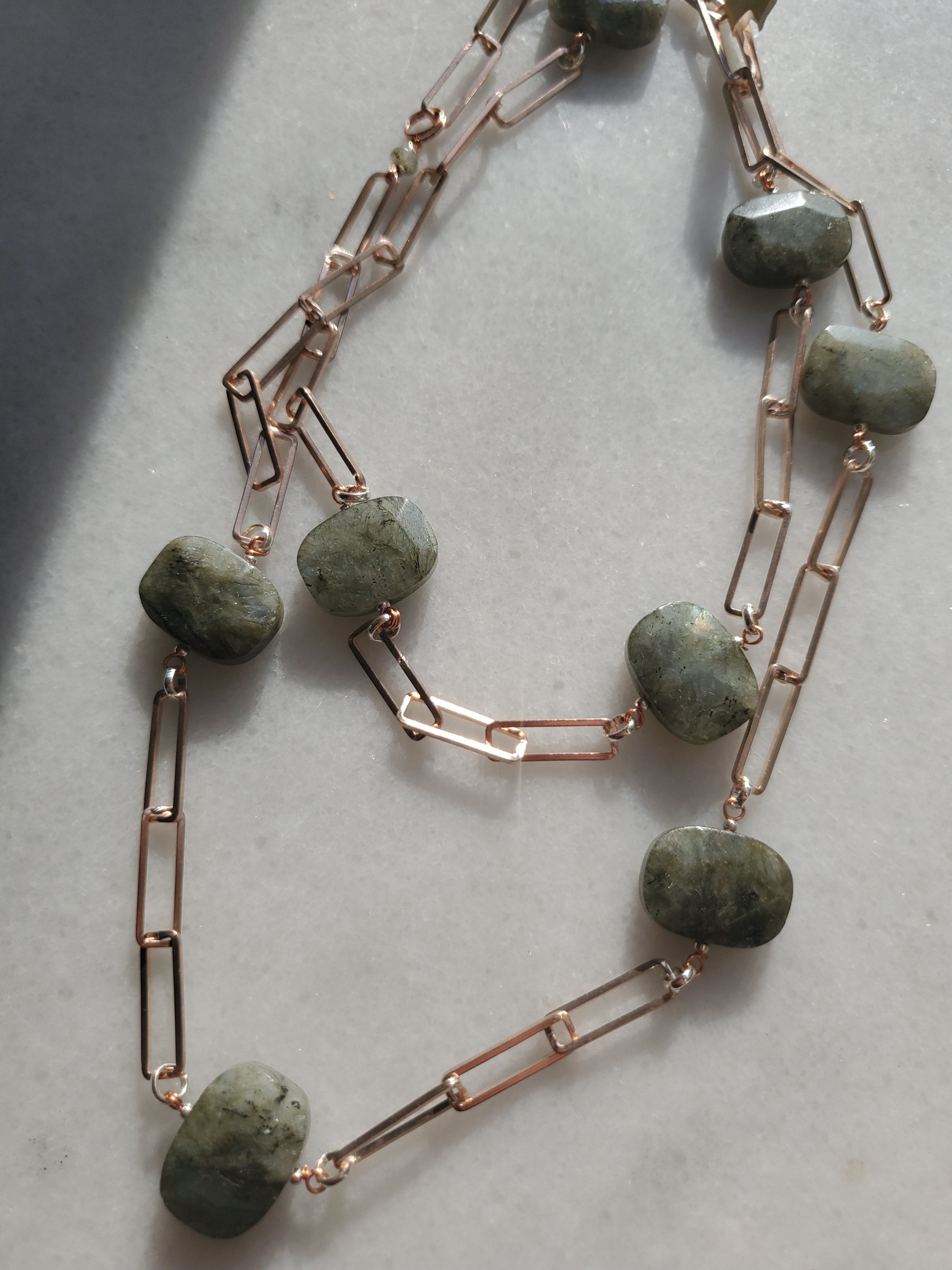 Labradorite Paperclip Chain Necklace
