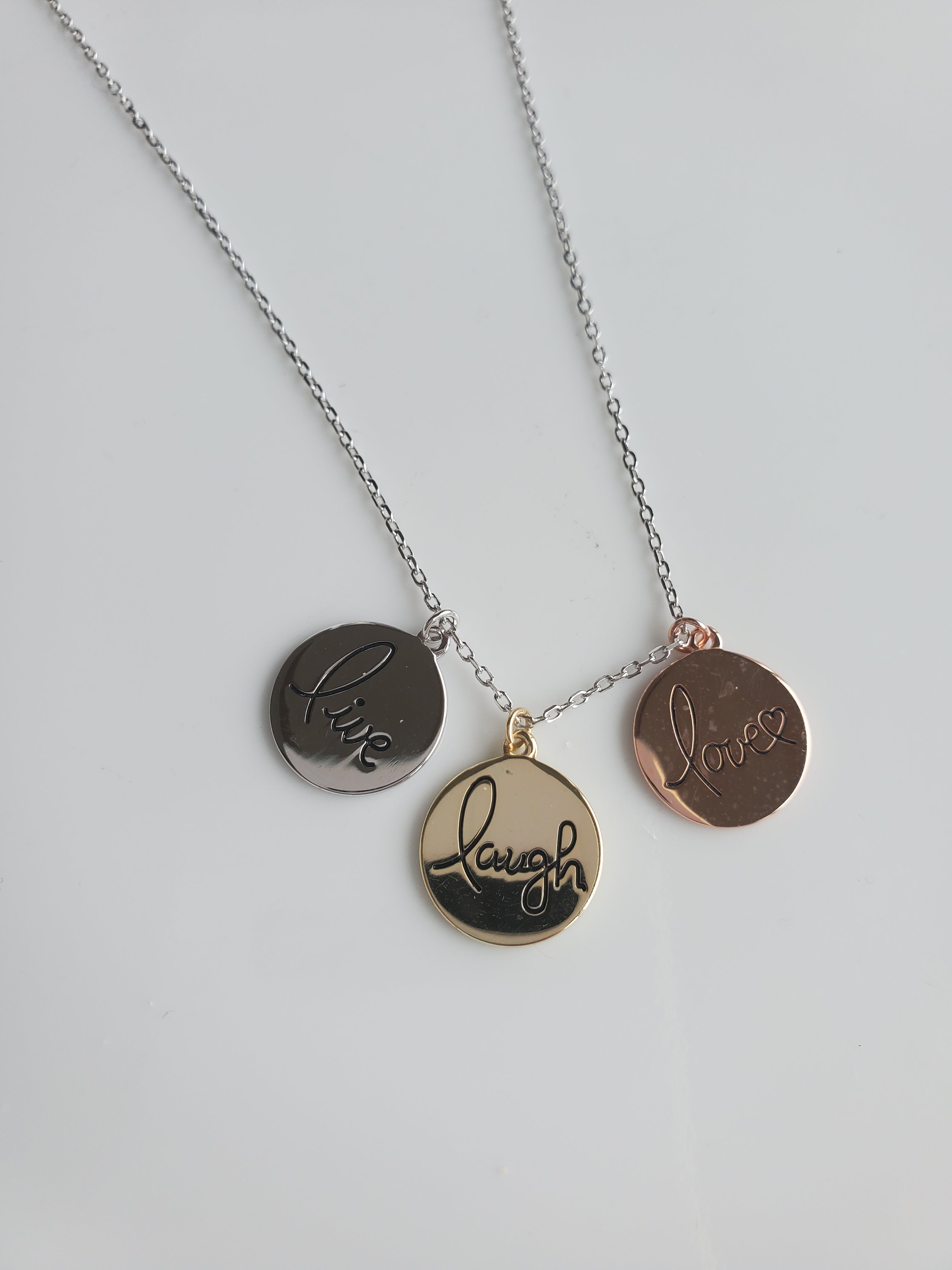 Sterling Live, Laugh, Love Necklce